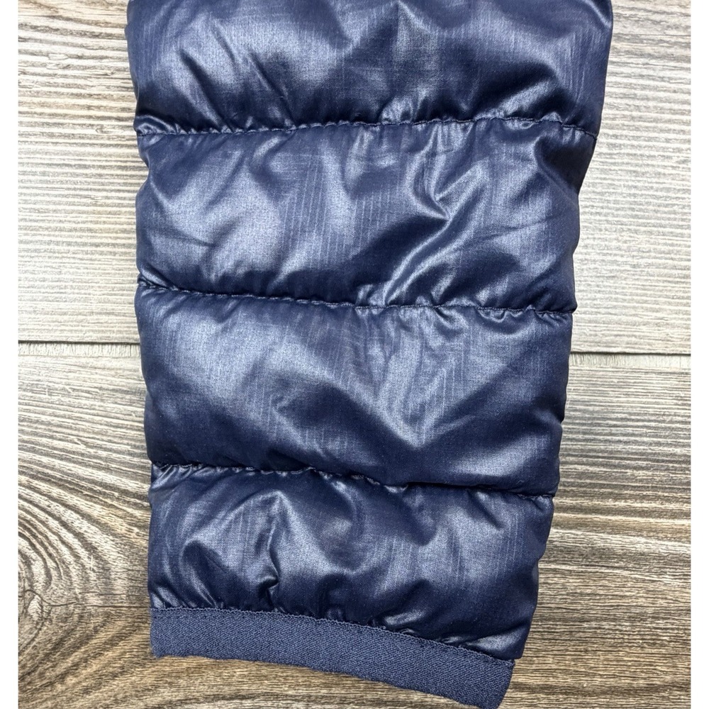 Primary Navy & Rainbow Striped Hooded Puffer Snowsuit 6-12 Months Lightweight - Picture 6 of 12